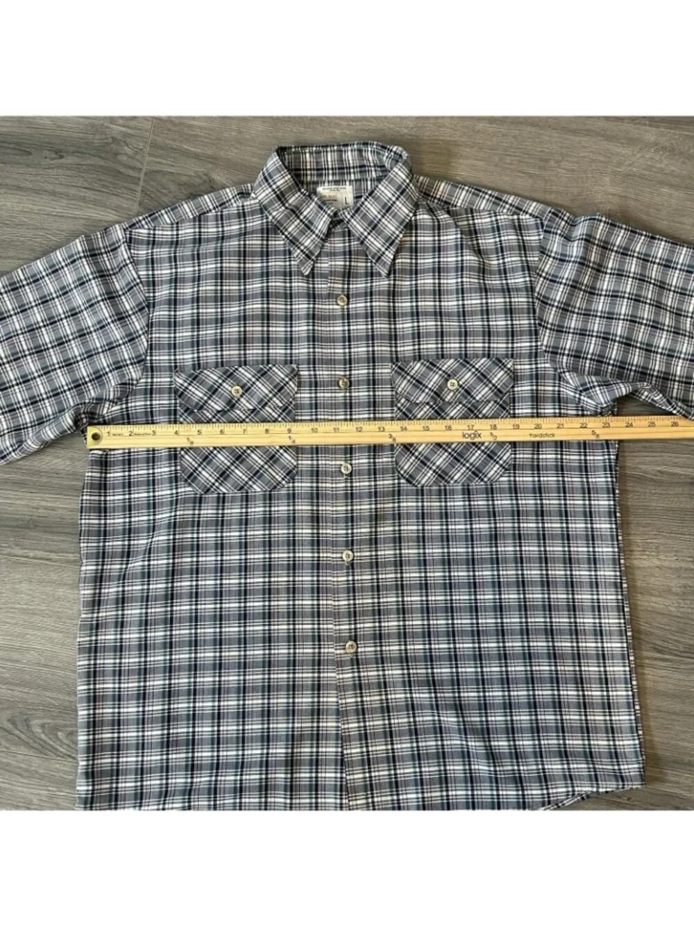 Vintage Big Mac Shirt Mens Large Blue Plaid JCPenney Lightweight Workwear 70s